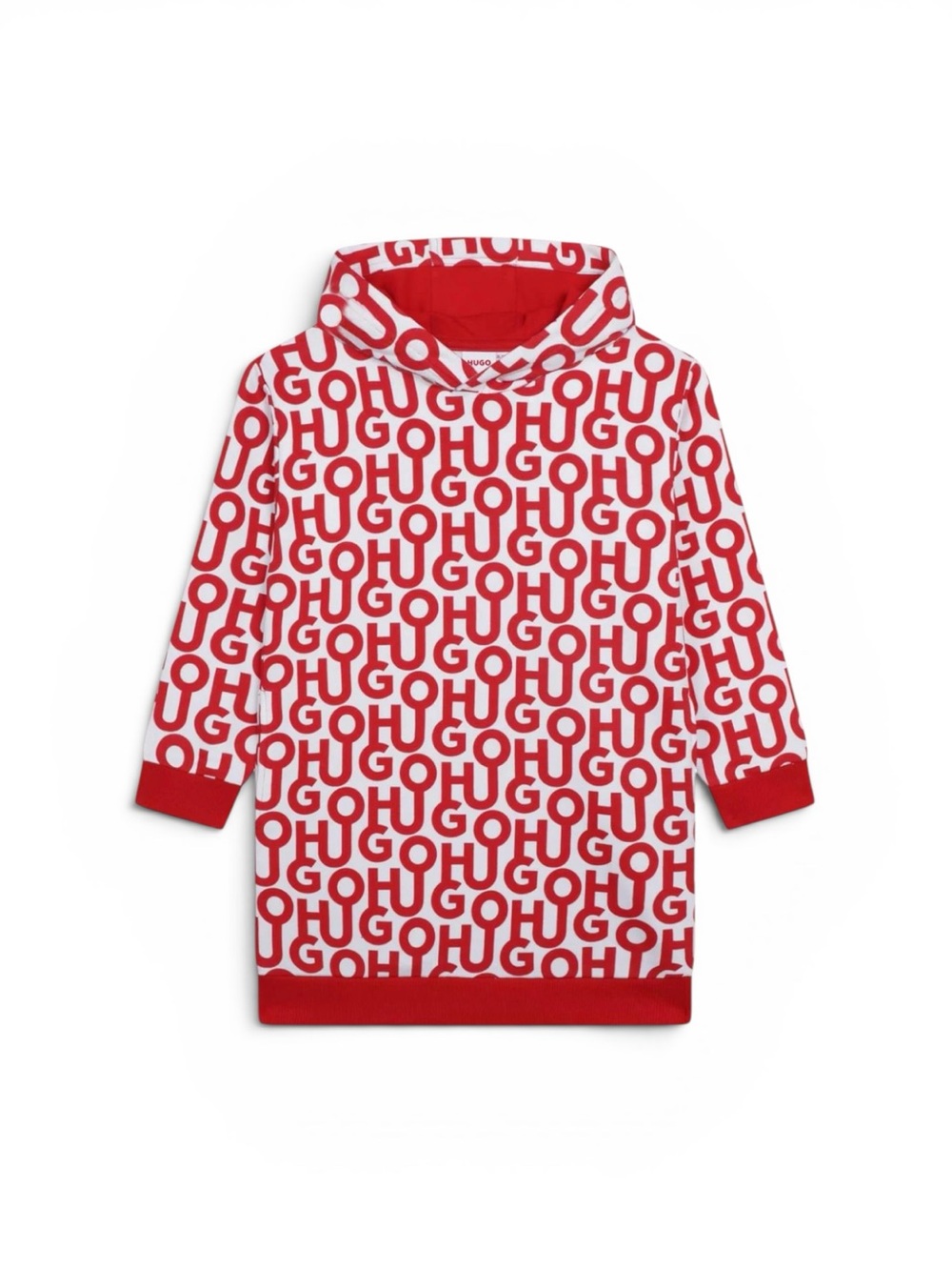 Hugo Boss Sweatshirt Hoodie Dress Red Logo Print Girls Size 8